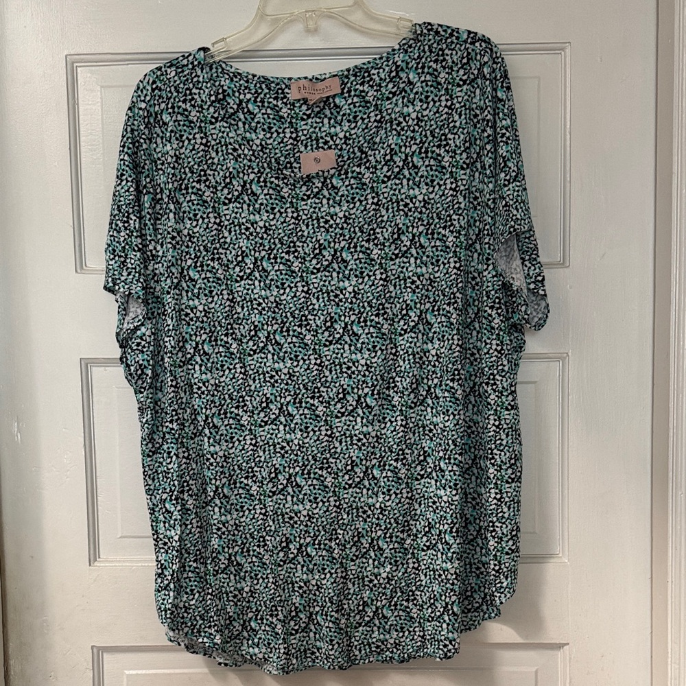Philosophy Black and Blue Patterned Blouse